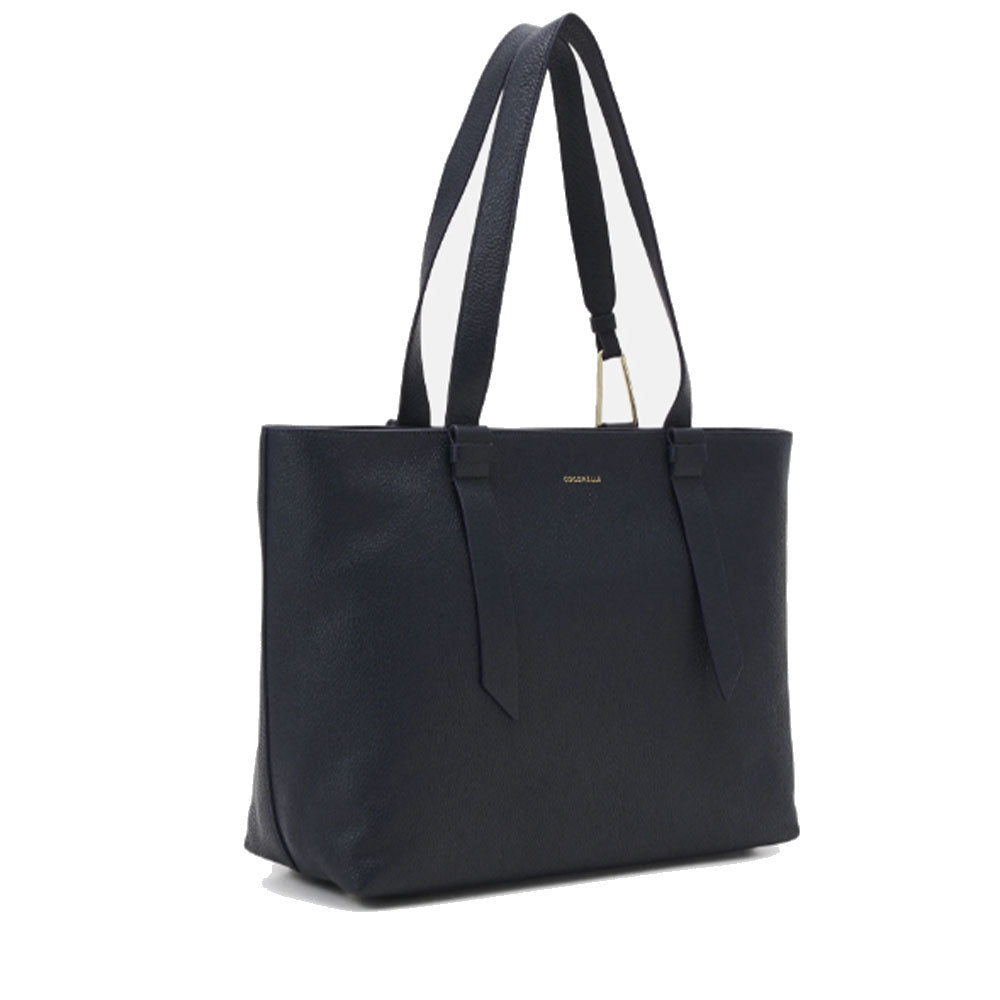 Midnight Blue Leather Tote Bag COCCINELLE Malory Large