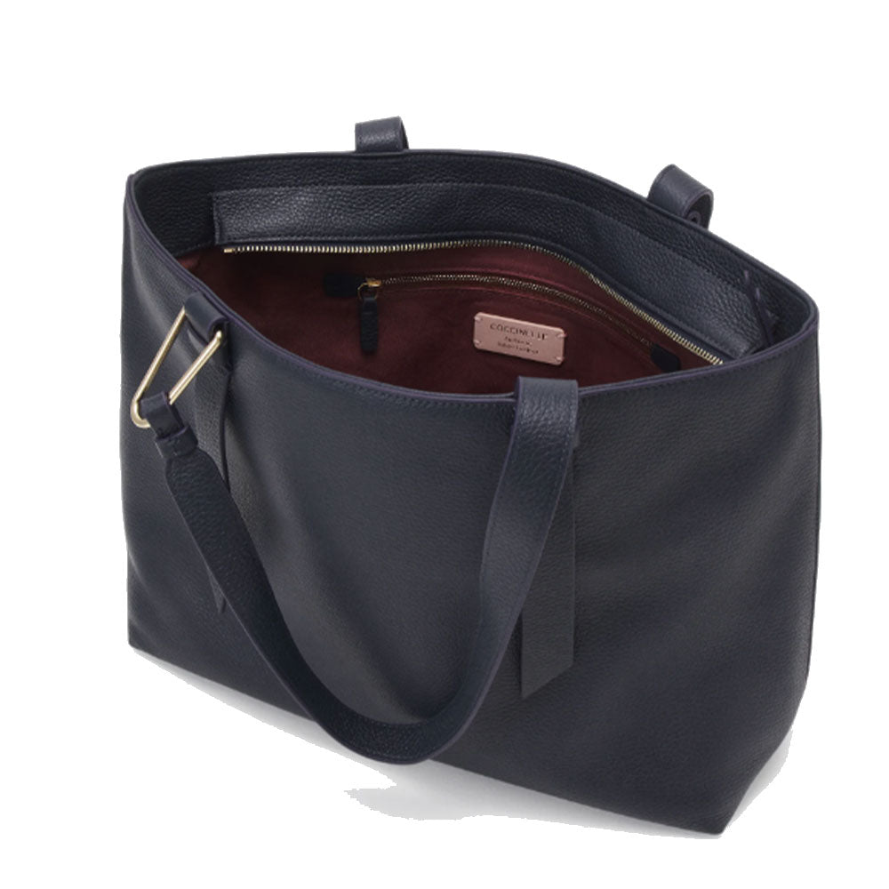 Midnight Blue Leather Tote Bag COCCINELLE Malory Large