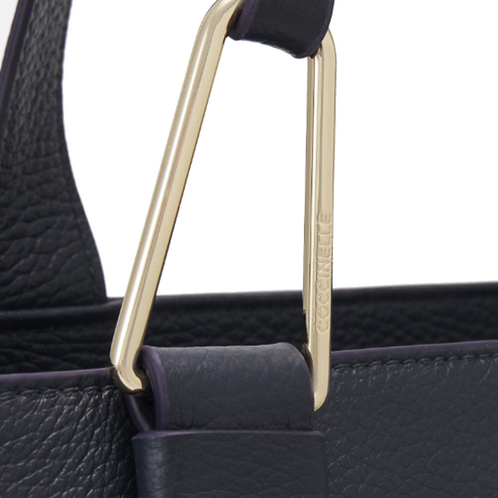 Midnight Blue Leather Tote Bag COCCINELLE Malory Large