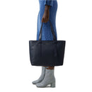 Midnight Blue Leather Tote Bag COCCINELLE Malory Large