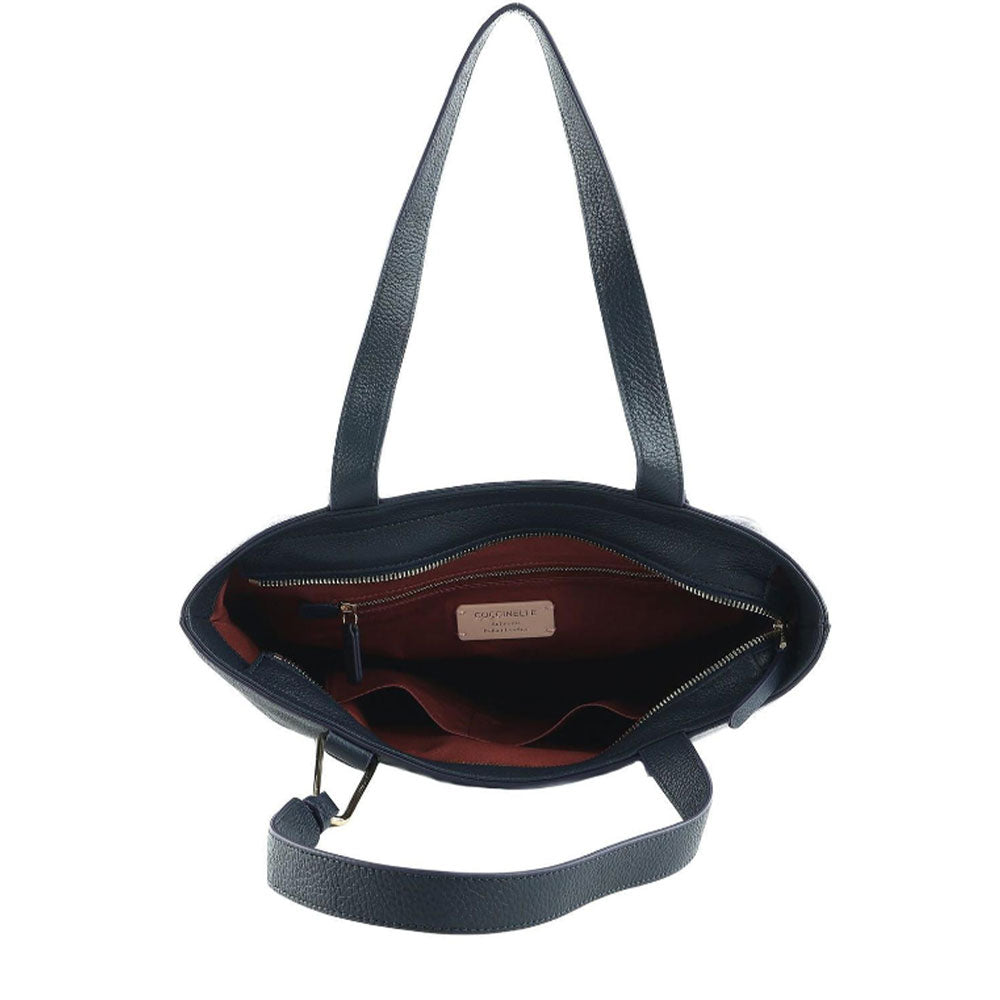 Women's Leather Tote Bag COCCINELLE Malory in Midnight Blue, Medium Size