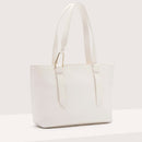 COCCINELLE Leather Tote Bag Malory in Blanco, Medium Size
