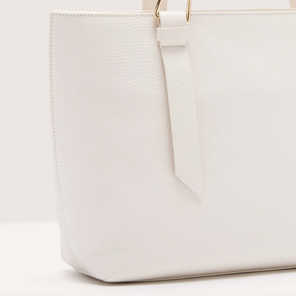 COCCINELLE Leather Tote Bag Malory in Blanco, Medium Size