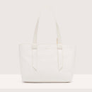 COCCINELLE Leather Tote Bag Malory in Blanco, Medium Size