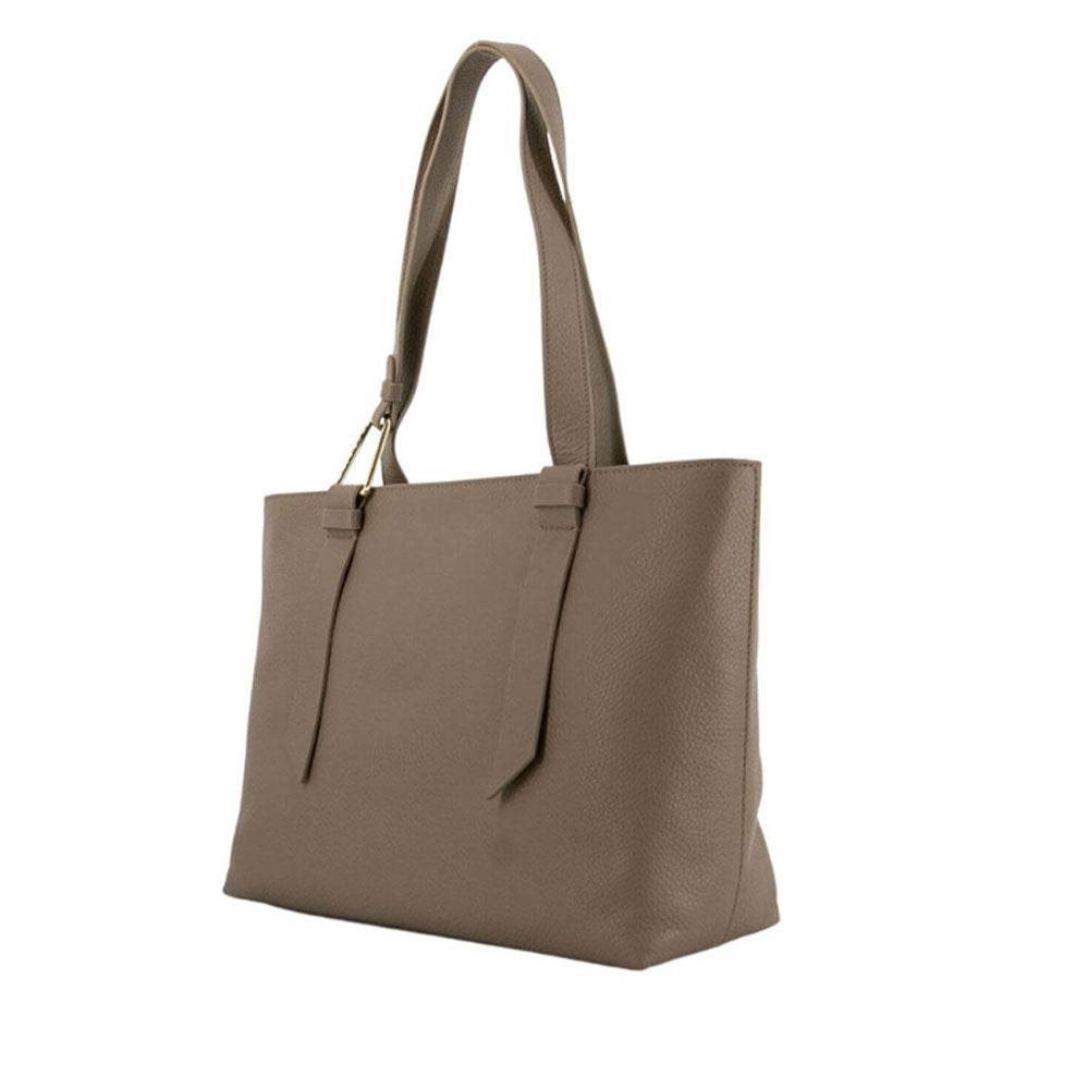 Tote Bag COCCINELLE in Leather Malory Line Warm Taupe Medium Size