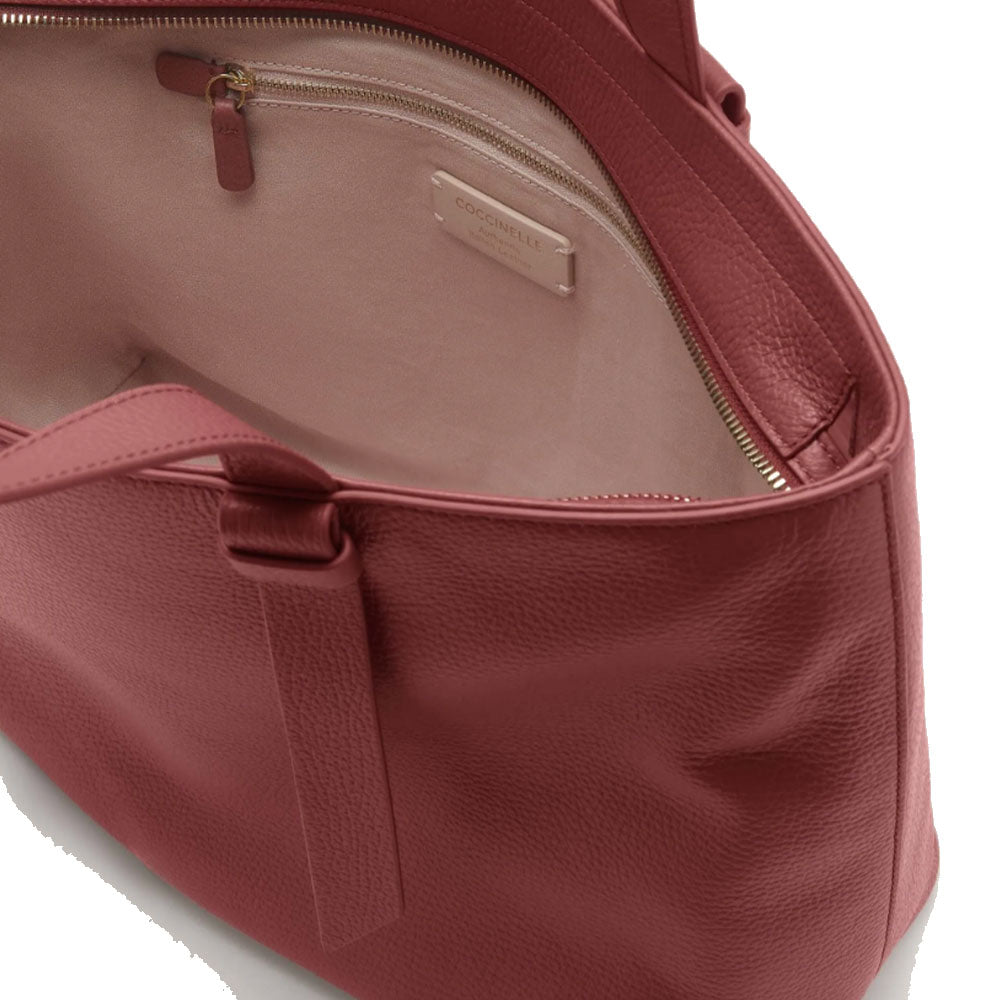 Women's Leather Tote Bag COCCINELLE Malory in Brandy, Medium Size