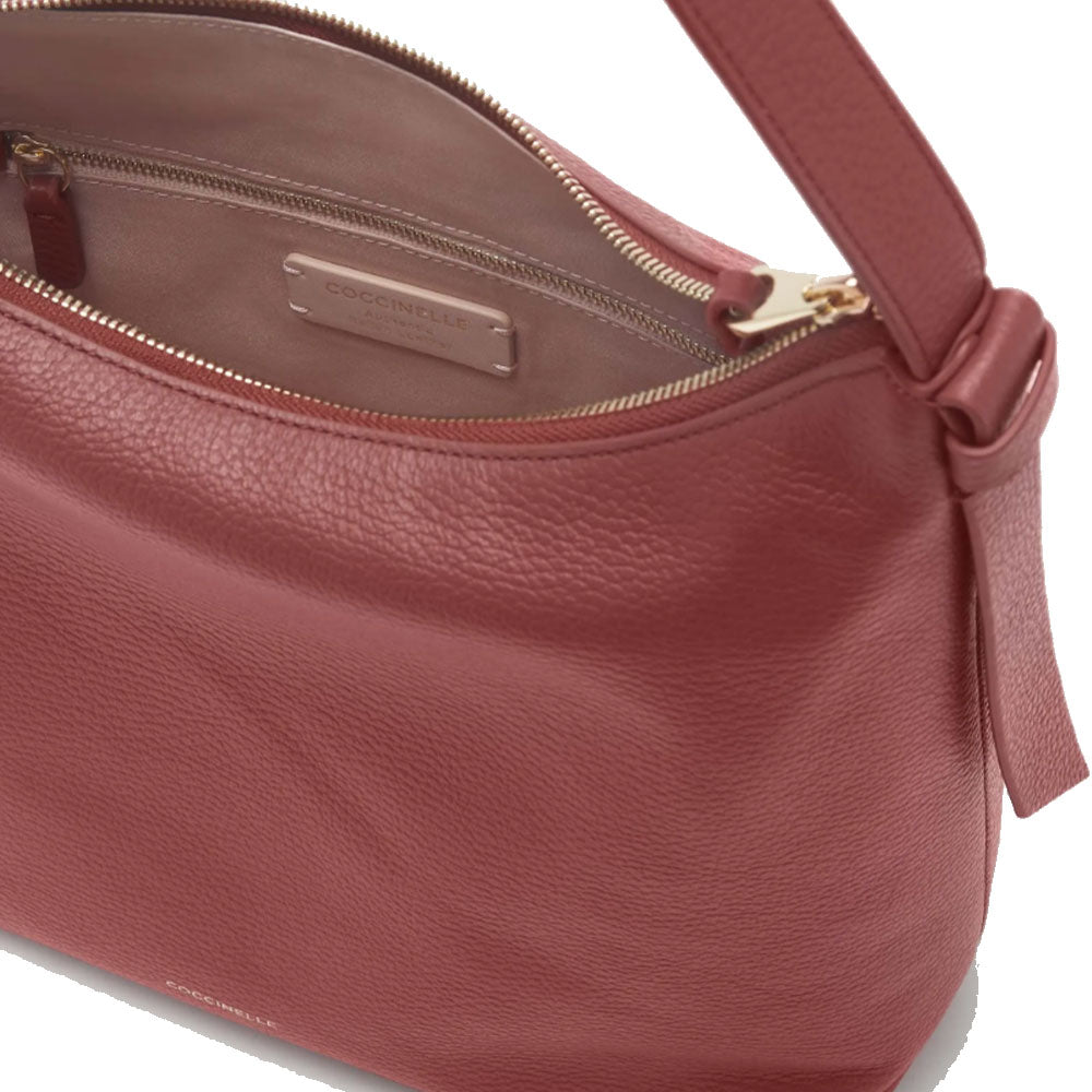 Women's Leather Hobo Bag COCCINELLE Malory in Brandy