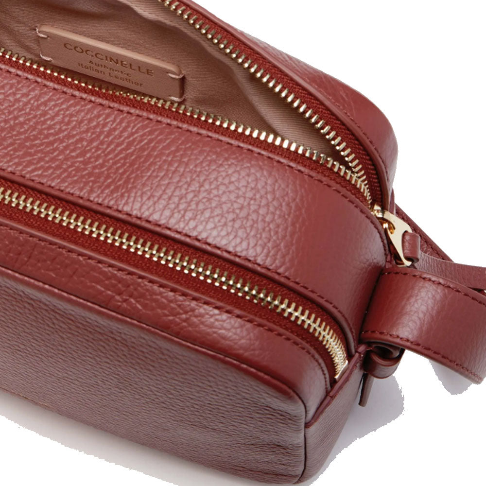Women's Leather Crossbody Bag COCCINELLE Malory in Brandy