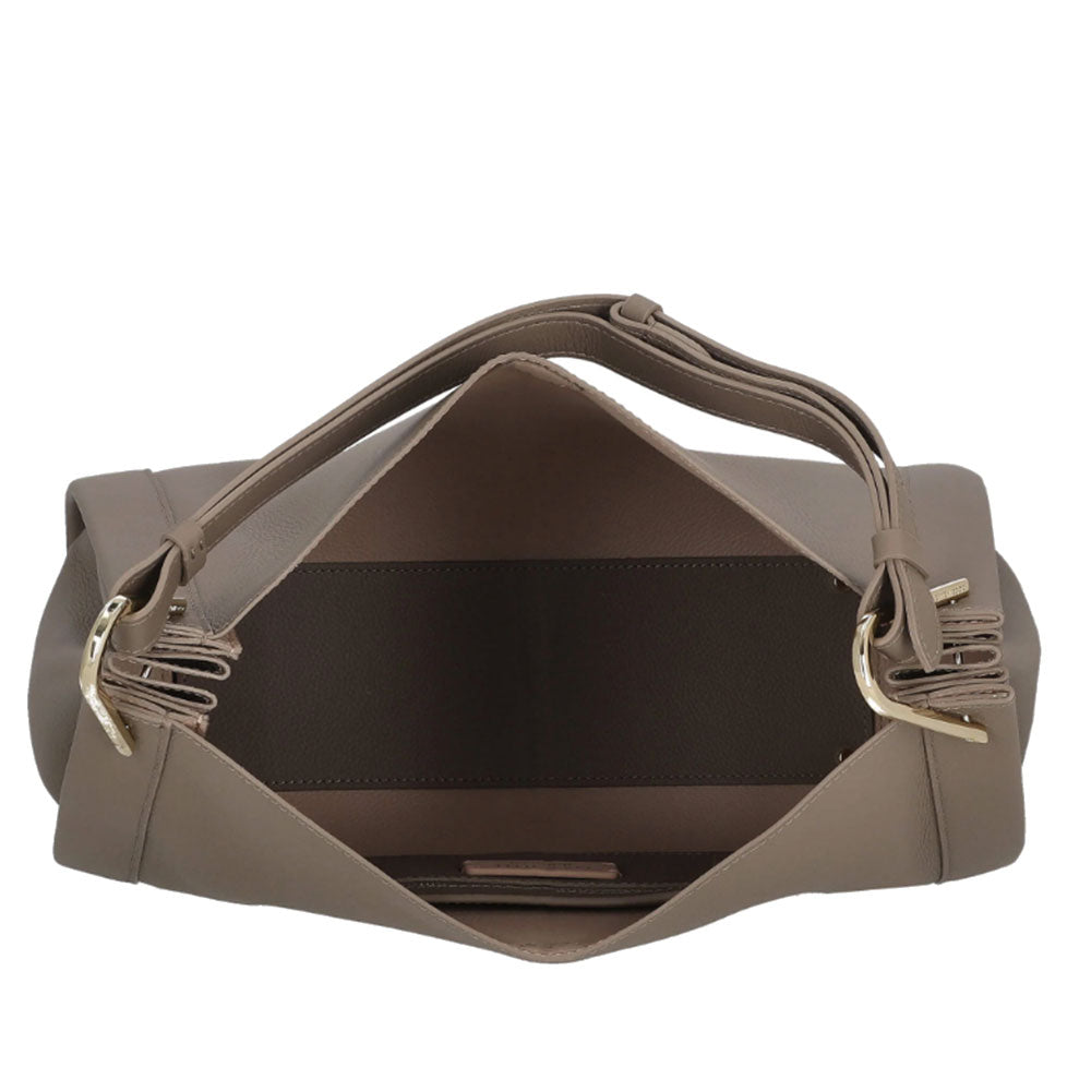 Borsa Donna a Spalla COCCINELLE in Pelle Linea Wallace colore Warm Taupe - Rosette