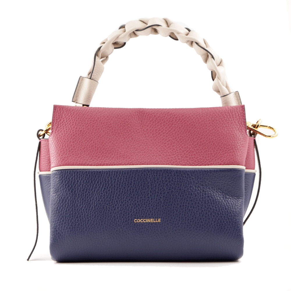 Borsa Donna a Mano COCCINELLE linea Boheme Small Colore Royal Blue - Rosewood - Lambskin White