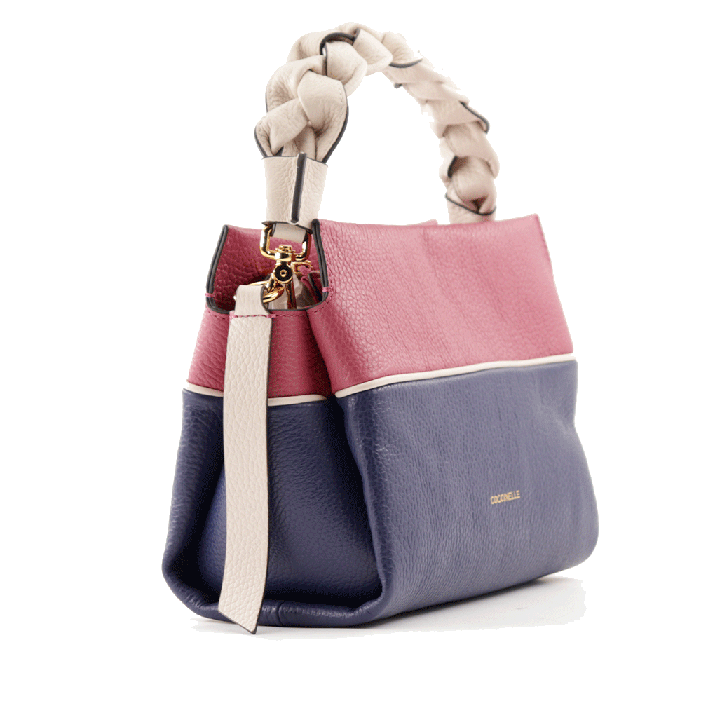 Borsa Donna a Mano COCCINELLE linea Boheme Small Colore Royal Blue - Rosewood - Lambskin White