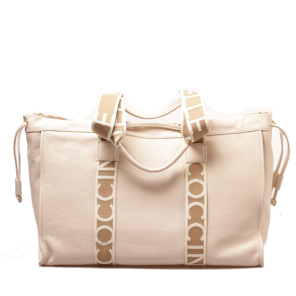 Borsa Donna a Spalla COCCINELLE in Pelle Linea 2Day Signature Large colore Lambskin White
