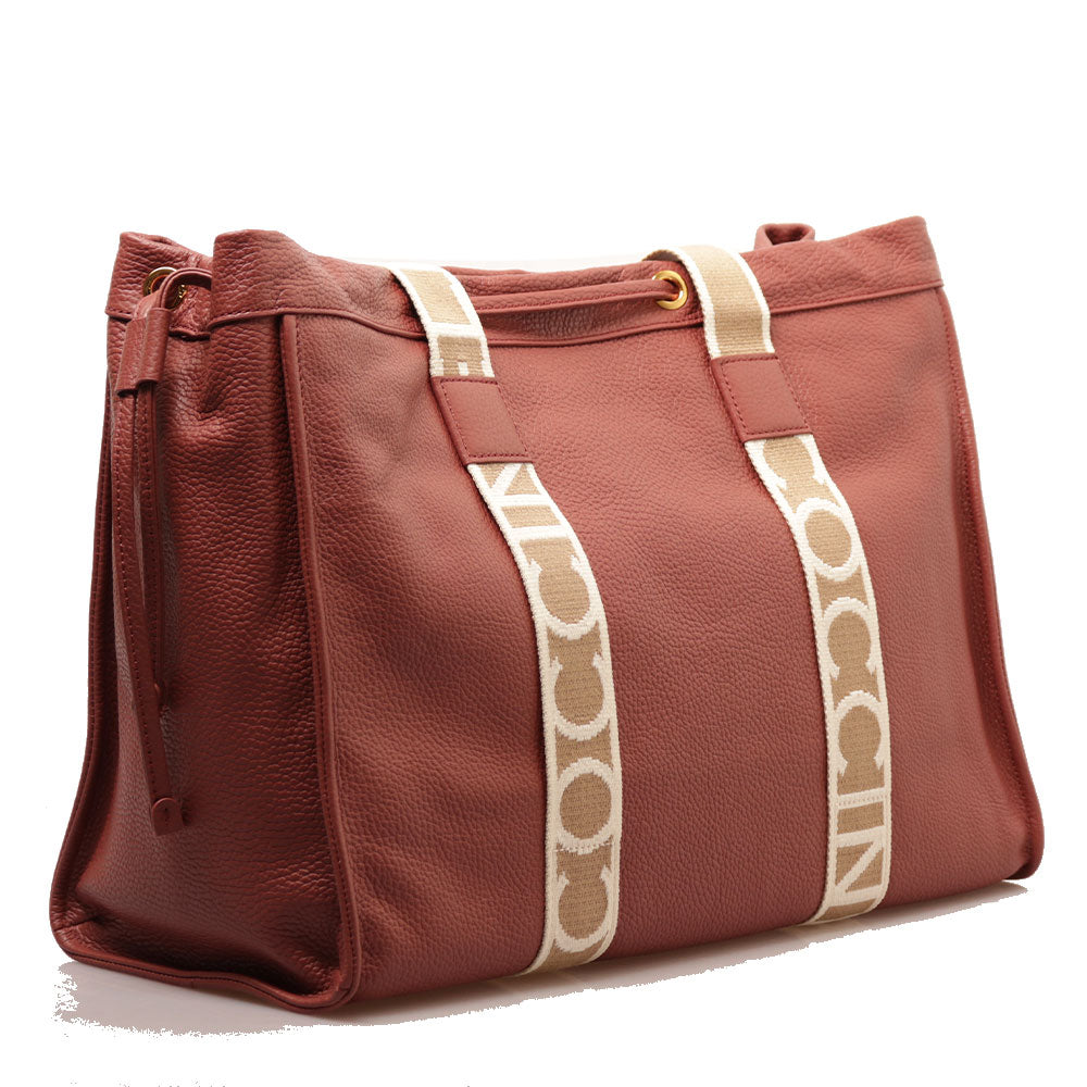 Borsa Donna a Spalla COCCINELLE in Pelle Linea 2Day Signature Large colore Brandy