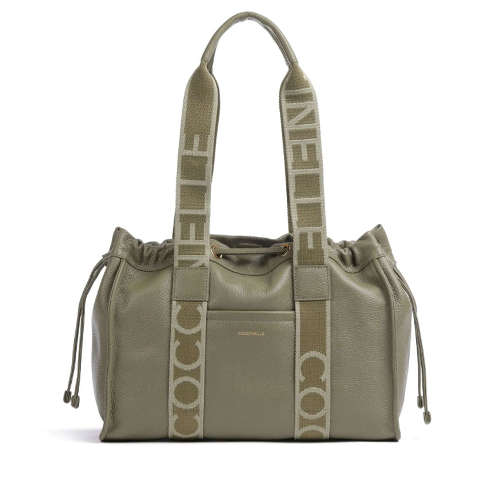 Borsa Donna a Spalla COCCINELLE in Pelle Linea 2Day Signature Medium colore Laurel Green
