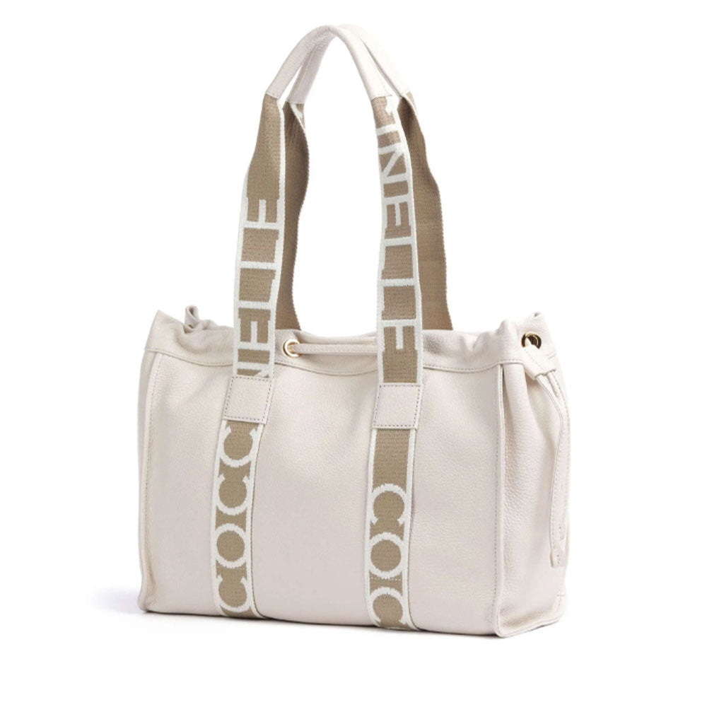 Borsa Donna a Spalla COCCINELLE in Pelle Linea 2Day Signature Medium colore Lambskin White