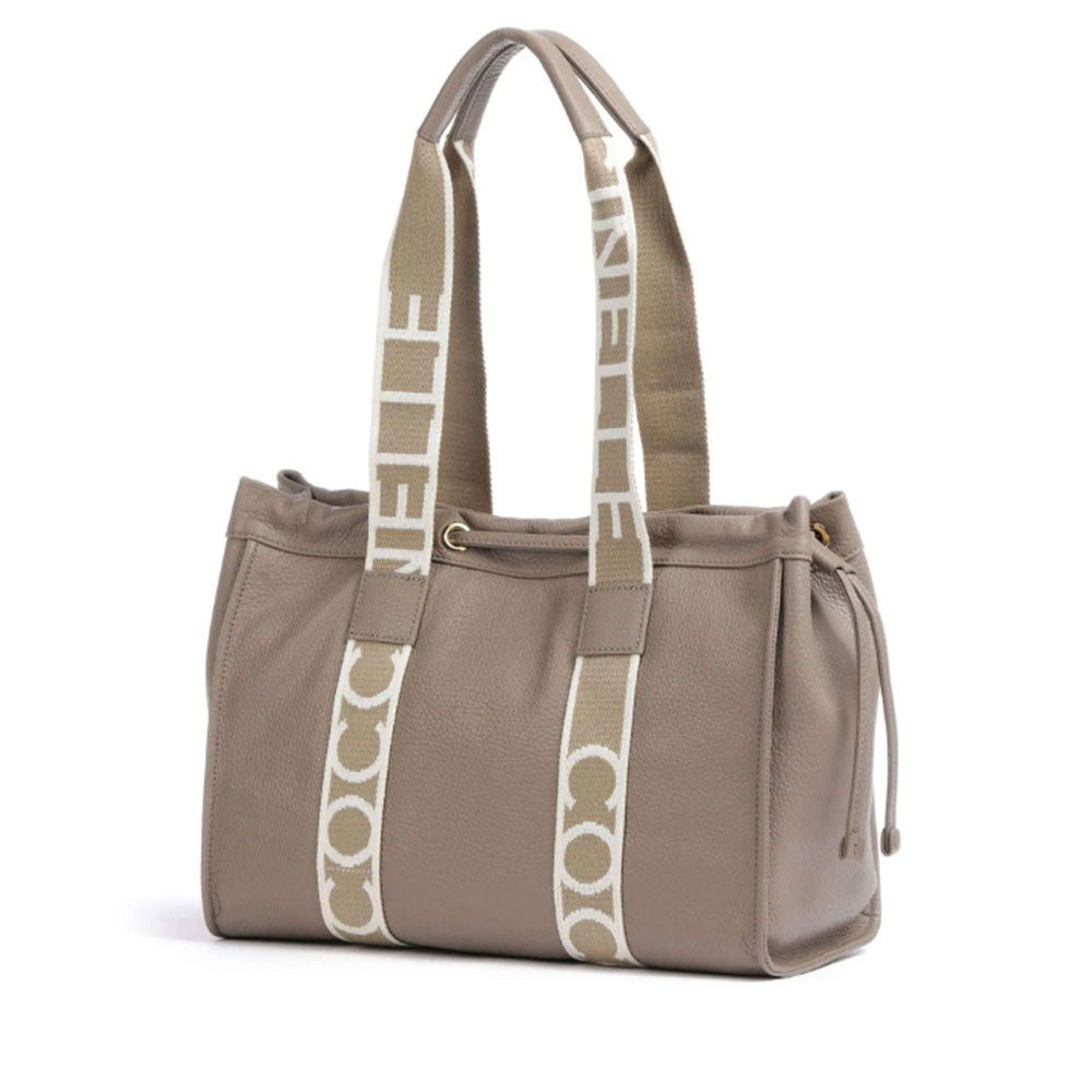 Borsa Donna a Spalla COCCINELLE in Pelle Linea 2Day Signature Medium colore Warm Taupe