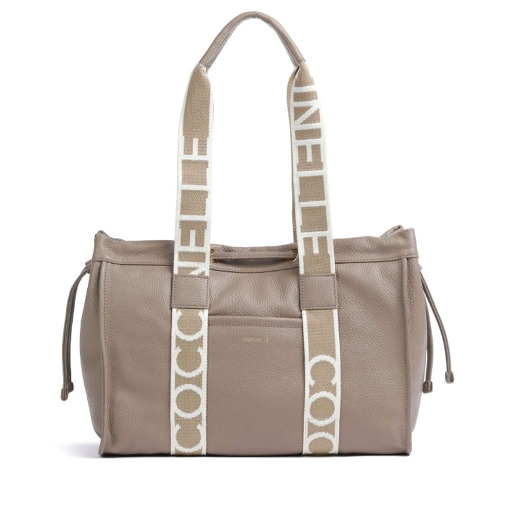 Borsa Donna a Spalla COCCINELLE in Pelle Linea 2Day Signature Medium colore Warm Taupe
