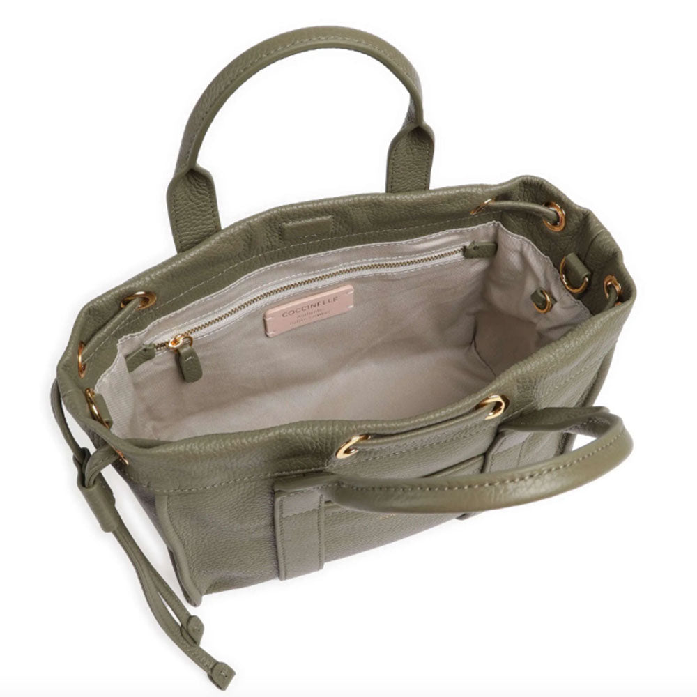 Borsa Donna a Mano COCCINELLE in Pelle Linea 2Day Signature colore Laurel Green