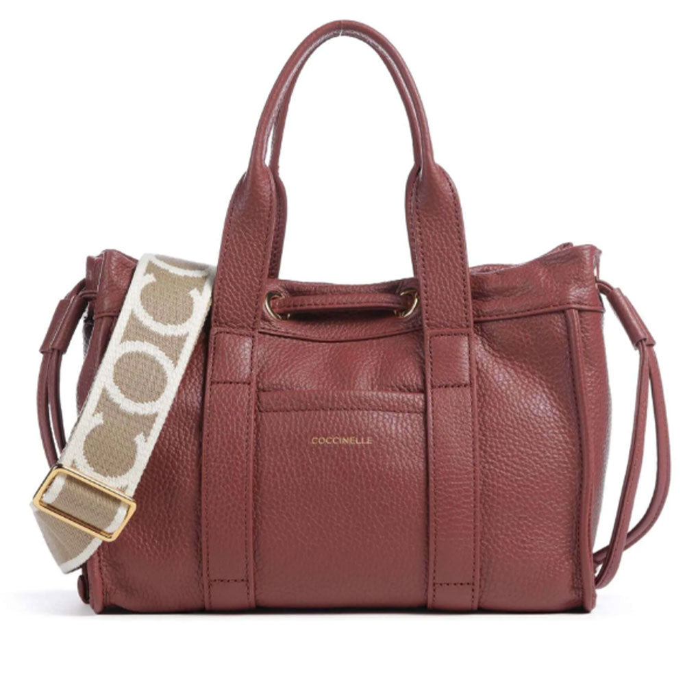 Borsa Donna a Mano COCCINELLE in Pelle Linea 2Day Signature colore Brandy