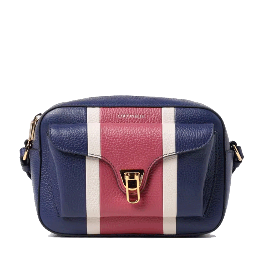 Borsa Donna a Tracolla COCCINELLE in Pelle Royal Blue - Rosewood - Lambskin White linea Beat Multicolor Miisura Small