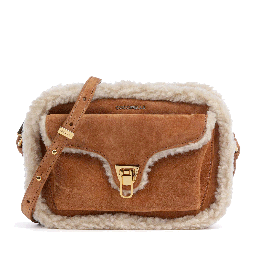 Borsa Donna a Tracolla COCCINELLE in Pelle Natural - Cuir linea Beat Eco Shearling Misura Small