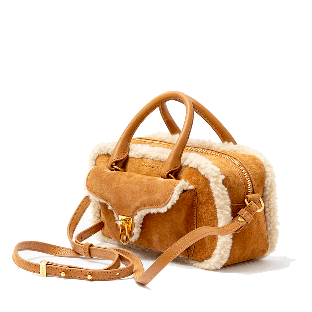 Borsa Donna a Mano COCCINELLE in Pelle linea Beat Eco Shearling Colore Natural - Cuir