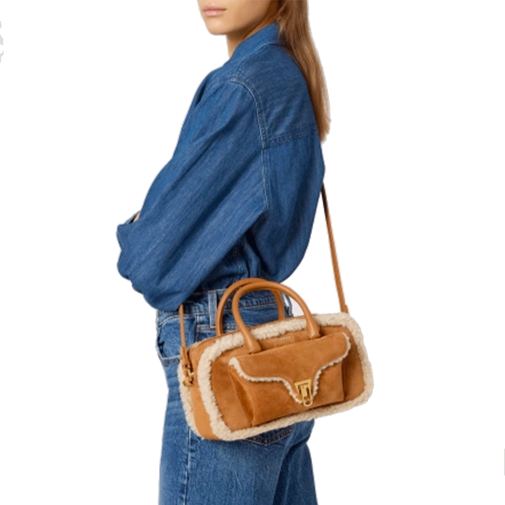 Borsa Donna a Mano COCCINELLE in Pelle linea Beat Eco Shearling Colore Natural - Cuir