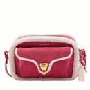 Borsa Donna a Tracolla COCCINELLE in Suede Natural - Rosewood linea Beat Eco Shearling Misura Small