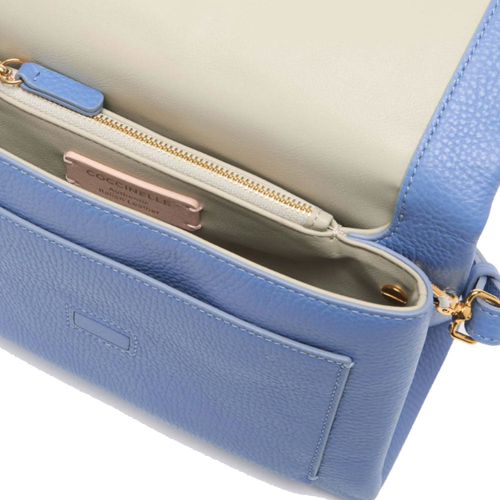 COCCINELLE Damen Umhängetasche aus Leder Dorian Line Farbe Azul