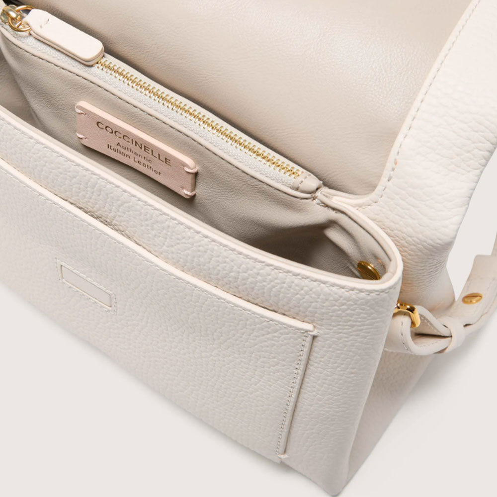 Borsa Donna a Tracolla COCCINELLE in Pelle Linea Dorian colore Blanco