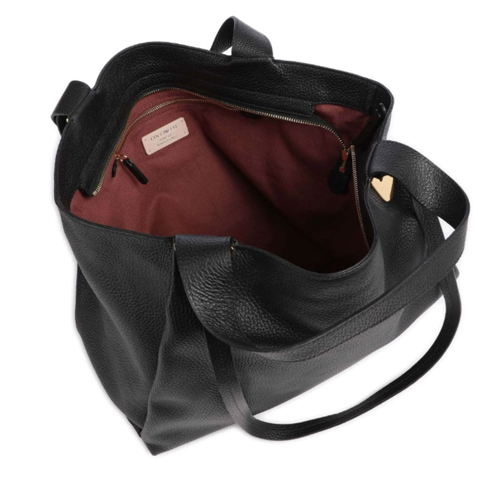 Borsa Donna Shopper a Spalla COCCINELLE in Pelle Linea Oliver colore Nero Misura Small