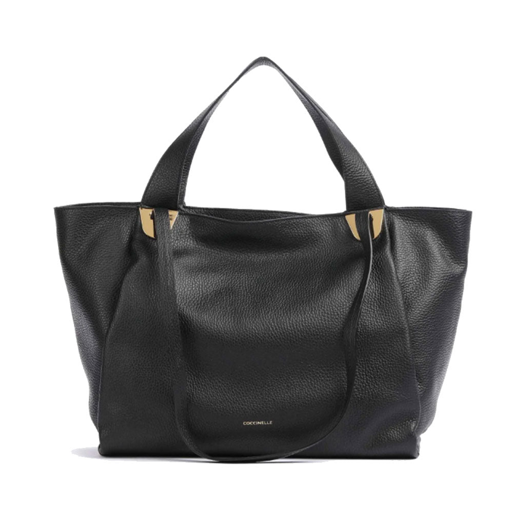 Borsa Donna Shopper a Spalla COCCINELLE in Pelle Linea Oliver colore Nero Misura Small