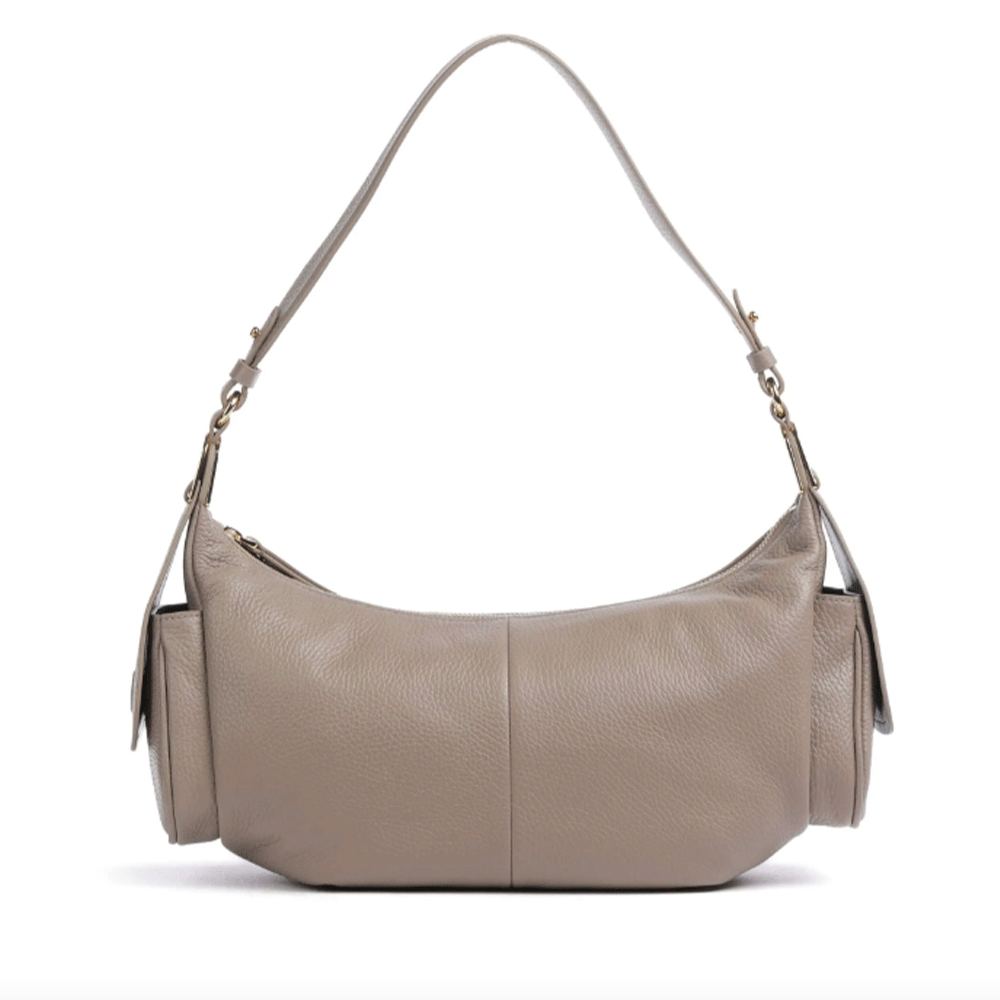 Borsa Donna a Spalla COCCINELLE in Pelle Colore Warm Taupe linea Campus Large