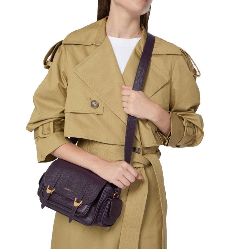 Borsa Donna a Tracolla COCCINELLE in Pelle Colore Prune linea Campus Small