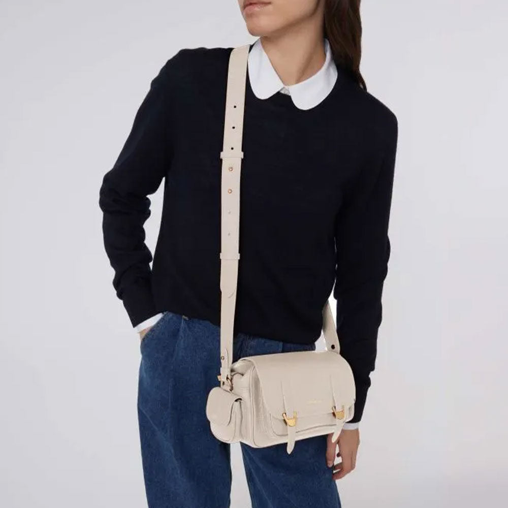Borsa Donna a Tracolla COCCINELLE in Pelle Colore Lambskin White linea Campus Small