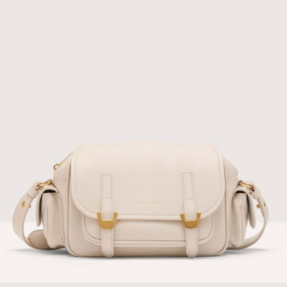 Borsa Donna a Tracolla COCCINELLE in Pelle Colore Lambskin White linea Campus Small