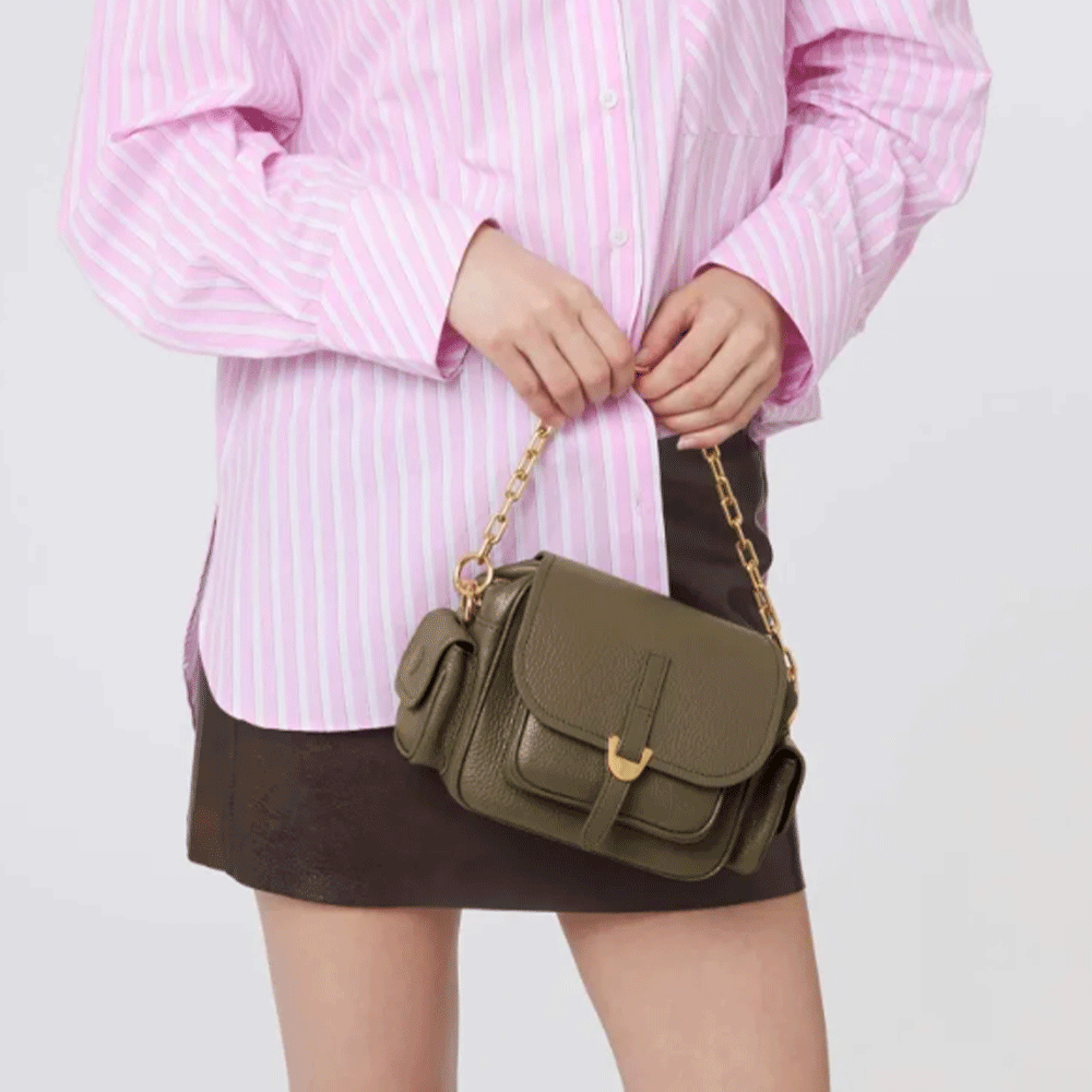 Borsa Donna a Mano COCCINELLE in Pelle Colore Laurel Green linea Campus Mini