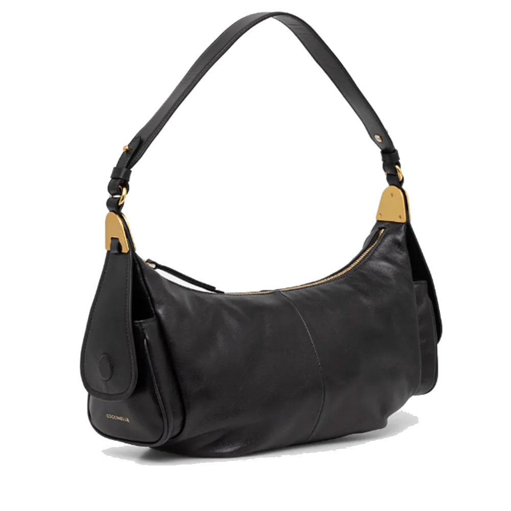Borsa Donna a Spalla COCCINELLE in Pelle Liscia Nera linea Campus Vintage Large