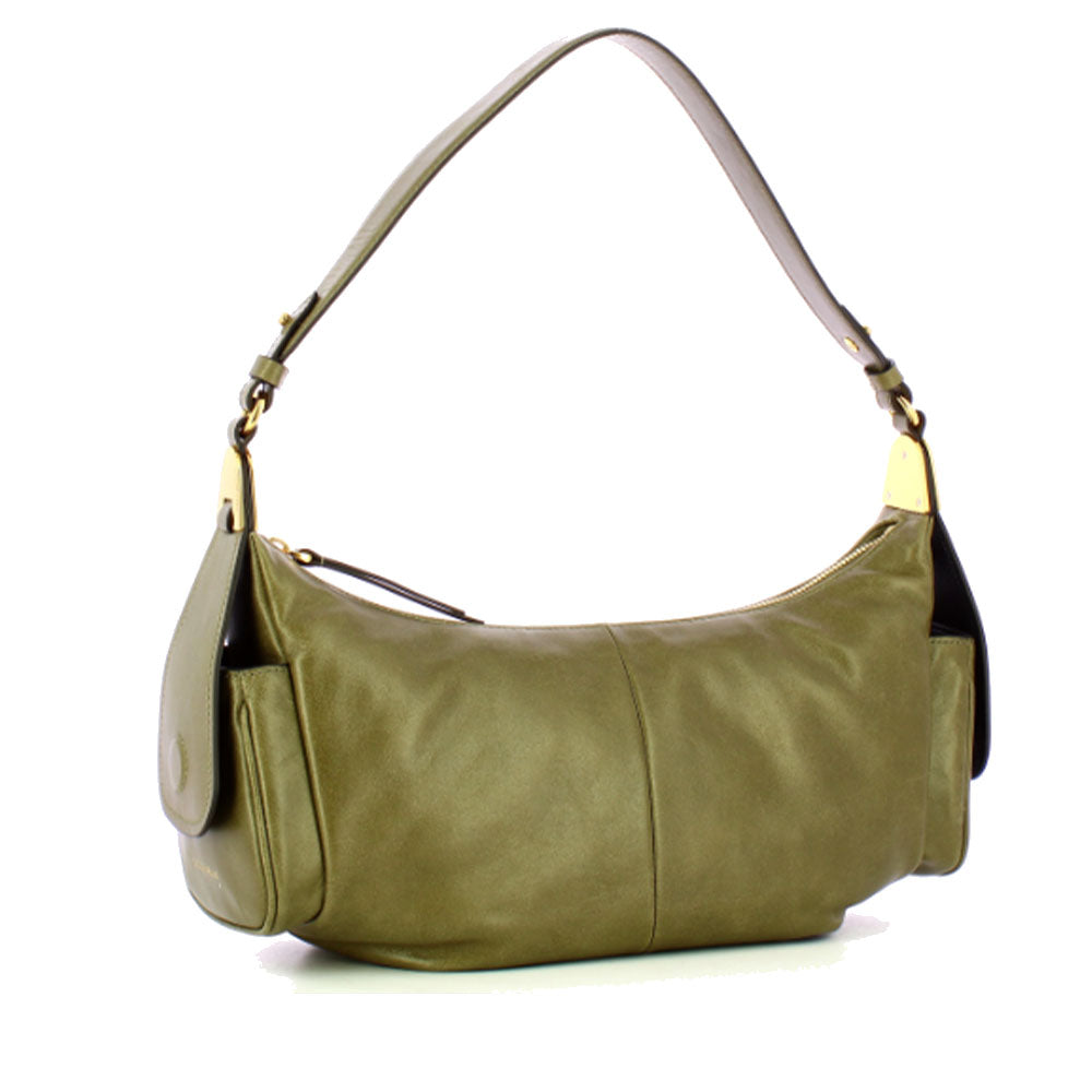 Borsa Donna a Spalla COCCINELLE in Pelle Liscia Laurel Green linea Campus Vintage Large