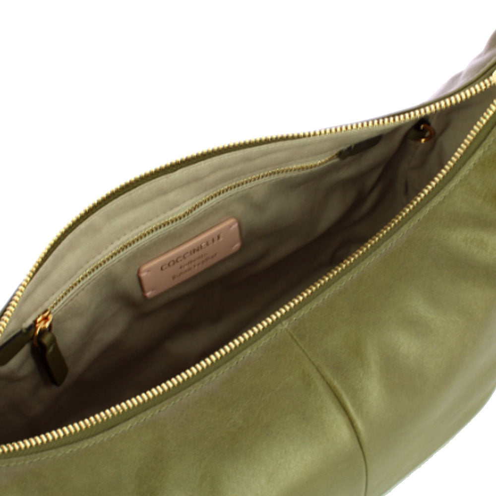 Borsa Donna a Spalla COCCINELLE in Pelle Liscia Laurel Green linea Campus Vintage Large
