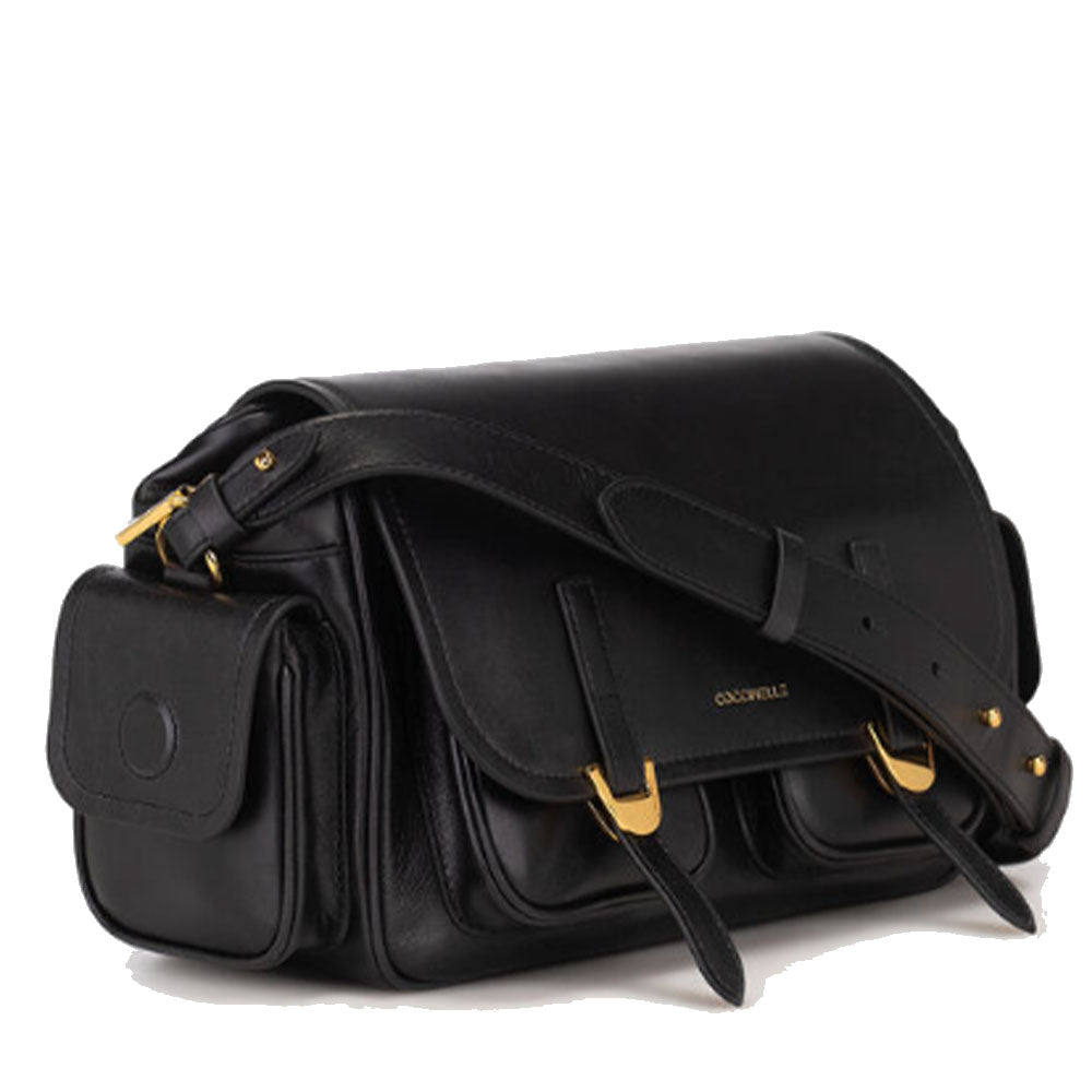 Borsa Donna a Tracolla COCCINELLE in Pelle Liscia Nera linea Campus Vintage Medium