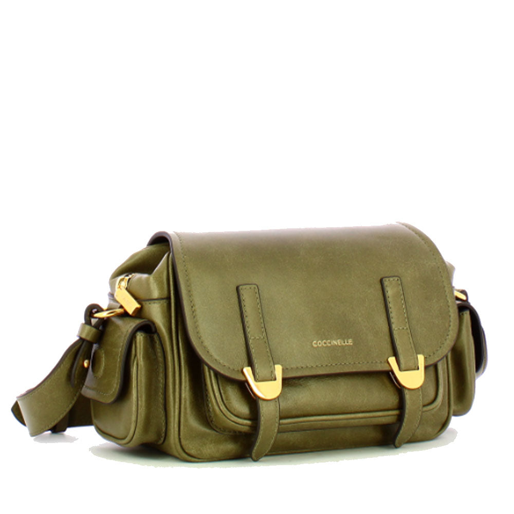 Borsa Donna a Tracolla COCCINELLE in Pelle Liscia Laurel Green linea Campus Vintage Small