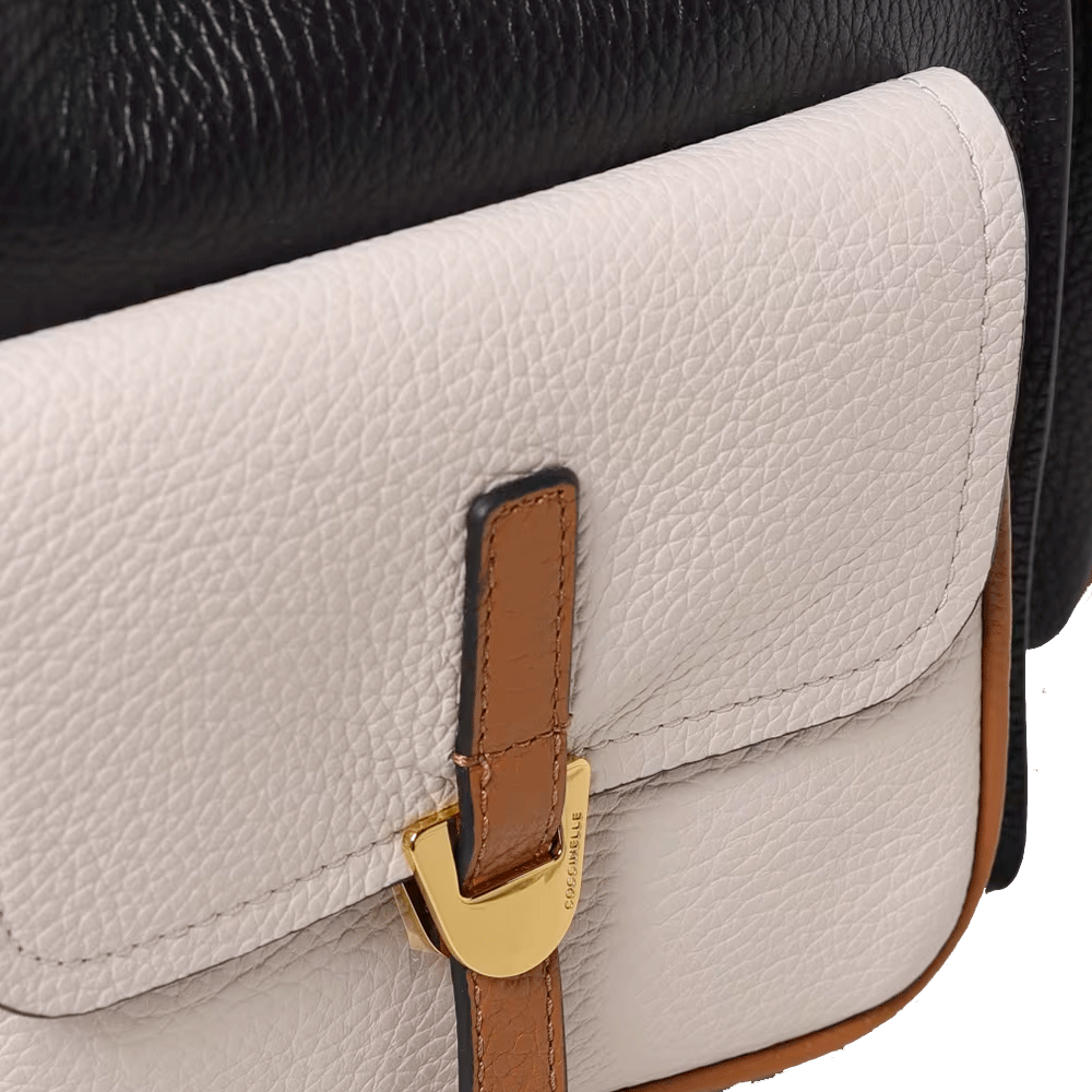 Borsa Donna Secchiello a Spalla COCCINELLE linea Campus in Pelle Noir - Lambskin White - Cuir