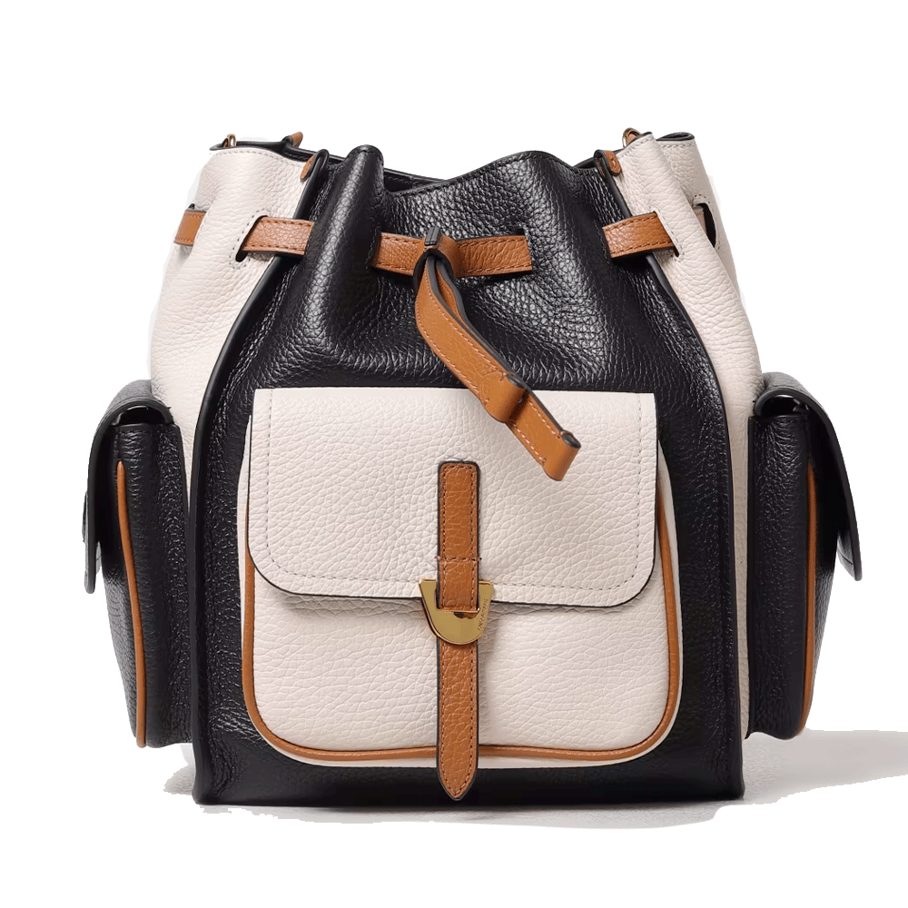 Borsa Donna Secchiello a Spalla COCCINELLE linea Campus in Pelle Noir - Lambskin White - Cuir