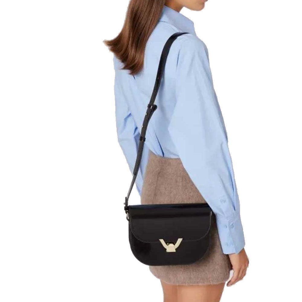 Borsa Donna a Tracolla COCCINELLE in Pelle Liscia Nera linea Dew Small