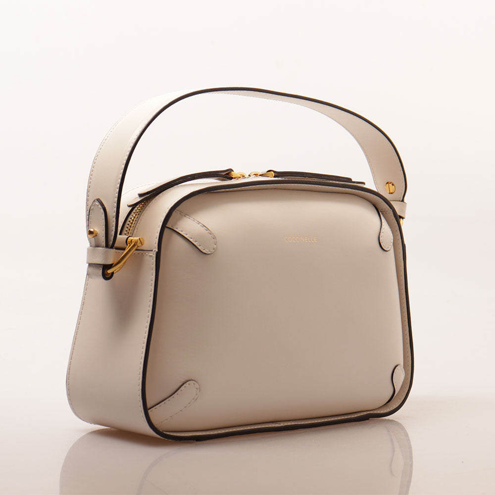 COCCINELLE Damen Umhängetasche aus Leder Maleta Calf Cocker Line Farbe Weiß