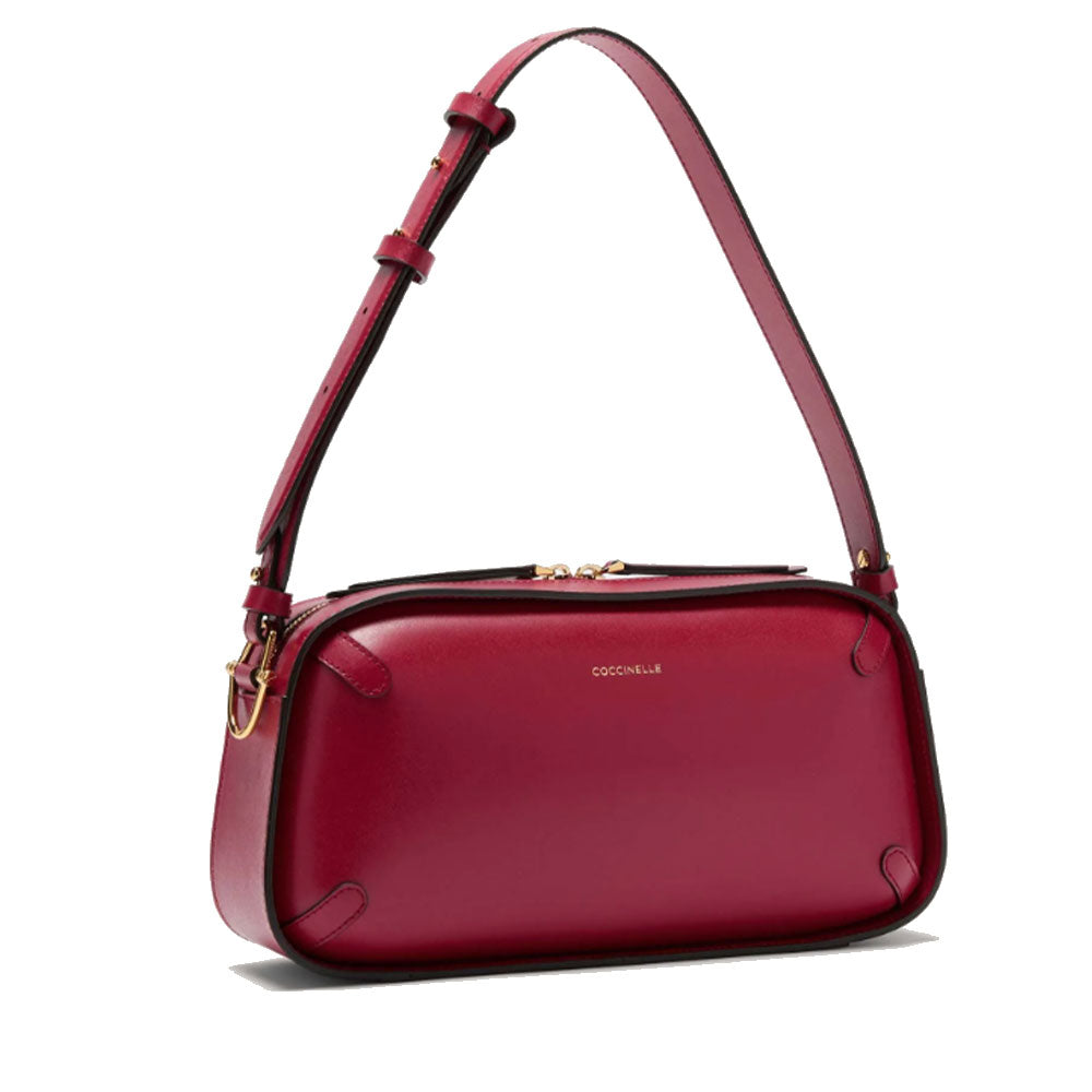 COCCINELLE Damen-Umhängetasche aus Leder der Linie Maleta Calf Cocker, Farbe Sangria