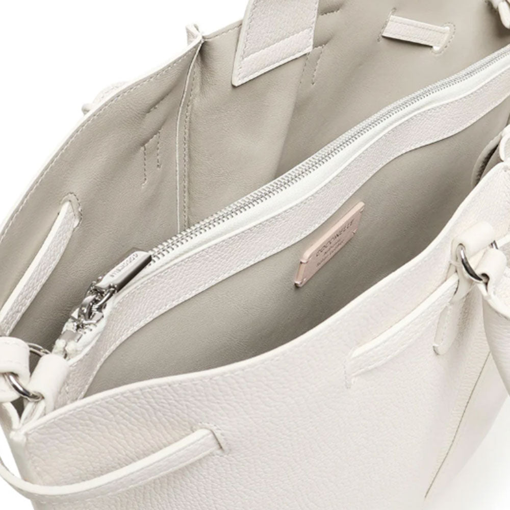 Damen-Beuteltasche COCCINELLE aus Leder Modell Flores in Blanco