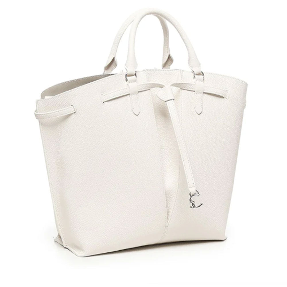 Damen-Beuteltasche COCCINELLE aus Leder Modell Flores in Blanco