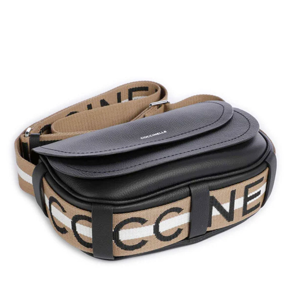 Borsa Donna a Tracolla COCCINELLE in Pelle linea Raquel Colore Noir - Cuir Misura Piccola